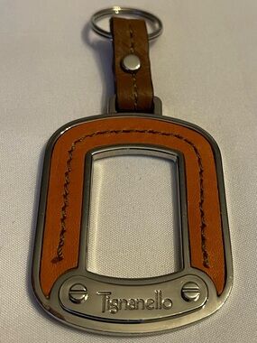 Tignanello Brown and Coral Leather Keychain